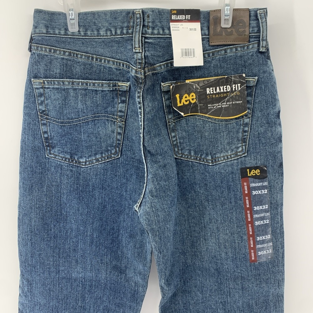 New Men's Lee Denim Jeans Newman Relaxed Fit Straight Leg Blue Size 30 x 32 - Picture 2 of 8